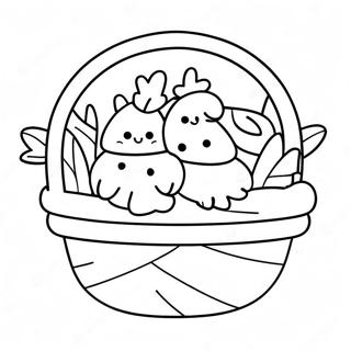 Colorful Peeps in a Basket Coloring Page | Peeps 塗色頁