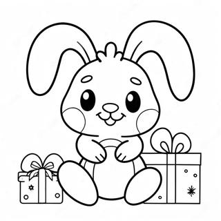 Cute Christmas Bunny with Presents Coloring Page | Christmas Bunny 塗色頁