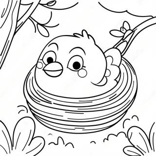 Colorful Spring Bird Nesting Coloring Page | Spring Bird 塗色頁