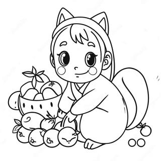 Tohru Honda with Fruits Coloring Page | Fruits Basket Anime 塗色頁