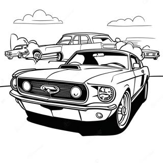 Classic Mustang Race Car Coloring Page | Mustang Race Car 塗色頁