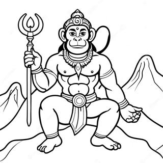 Hanuman with Mountain Coloring Page | Hanuman 塗色頁