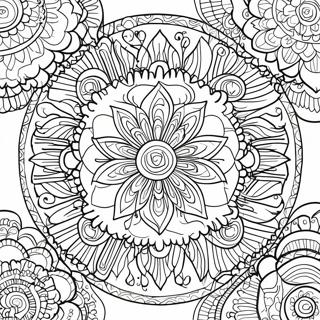 Intricate Rose Mandala Coloring Page | Roses for Adults 塗色頁