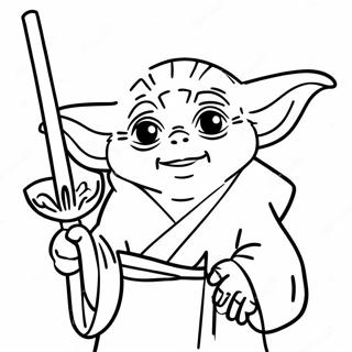 Funny Yoda with Lightsaber Coloring Page | Yoda 塗色頁
