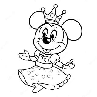 Cute Princess Minnie Mouse in a Sparkling Dress Coloring Page | Princess Minnie Mouse 塗色頁