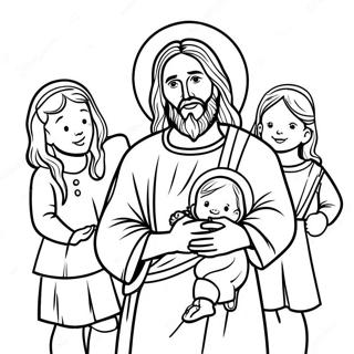 Colorful Jesus with Children Coloring Page | Jesus is My Rock 塗色頁