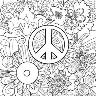 Colorful Peace Symbols Coloring Page | Peace and Love 塗色頁