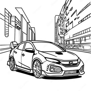 Honda Civic Type R Front View Coloring Page | Honda Civic Type R 塗色頁
