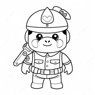 Cute Roblox Soldier Piggy Coloring Page | Roblox Soldier Piggy 塗色頁