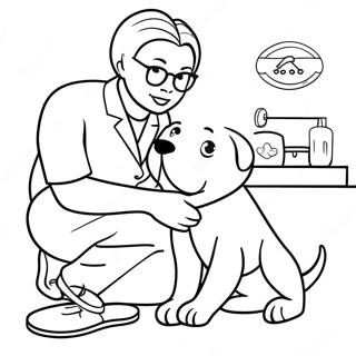 Vet Tech Caring for a Puppy Coloring Page | Vet Tech 塗色頁
