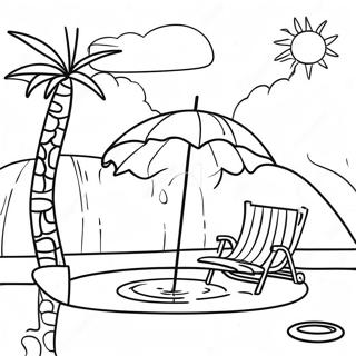 Sunny Day at the Pool Coloring Page | Pool 塗色頁