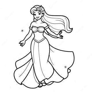 Ariel in a Sparkling Dress Coloring Page