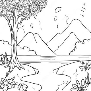 Pointillism Nature Scene Coloring Page | Pointillism 塗色頁