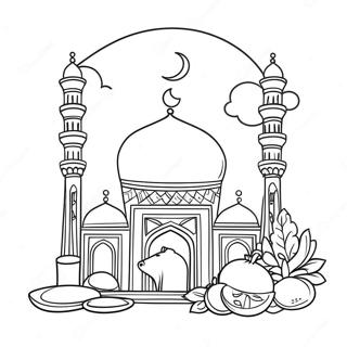 Eid Al Adha Festive Celebration Coloring Page | Eid Al Adha 塗色頁