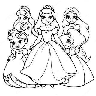Charming Disney Princesses Coloring Page | Adorable Cute Disney 塗色頁