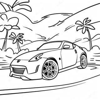 Nissan 370Z Racing Scene Coloring Page | Nissan 370Z 塗色頁