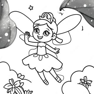 Enchanting Moon Fairy Dancing in the Night Coloring Page | Moon Fairy 塗色頁