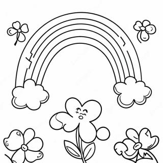 Colorful Rainbow with Shamrocks Coloring Page | Rainbow St. Patrick's Day 塗色頁