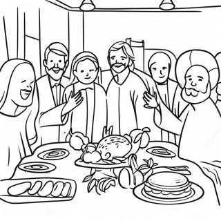 Colorful Wedding Feast with Jesus Coloring Page | Jesus Turns Water Into Wine 塗色頁