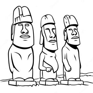 Easter Island Moai Statues Coloring Page | Easter Island 塗色頁