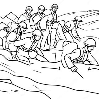 Trench Warfare WW1 Soldiers Coloring Page | Trench Warfare WW1 塗色頁
