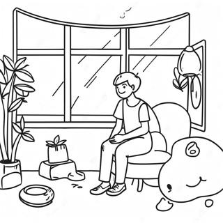 Chill Lofi Scene Coloring Page | Lofi 塗色頁