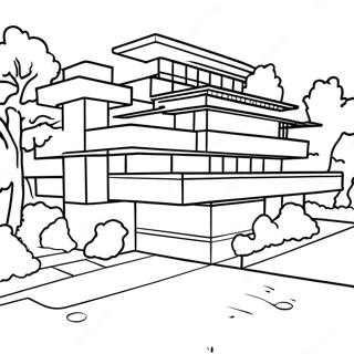 Frank Lloyd Wright Architectural Design Coloring Page