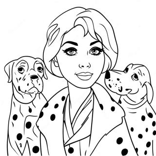 Cruella Deville with Dalmatians Coloring Page | Cruella Deville 塗色頁