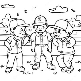 Sandlot Kids Playing Baseball Coloring Page | Sandlot 塗色頁