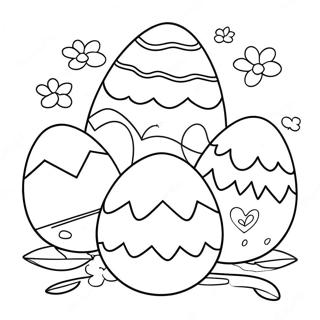 Cute Easter Eggs Coloring Page | Easter for Preschoolers 塗色頁