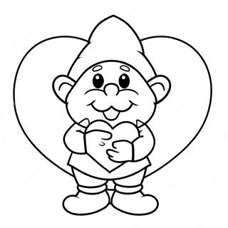 Valentine Gnome Holding Heart Coloring Page