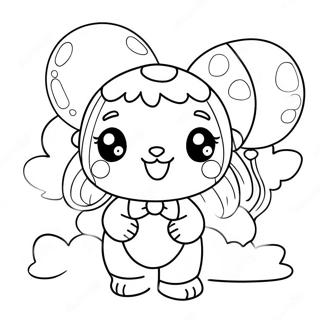 Cute Vanny with Colorful Balloons Coloring Page | Vanny 塗色頁