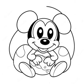 Mickey Mouse Easter Egg Coloring Page | Easter Disney 塗色頁