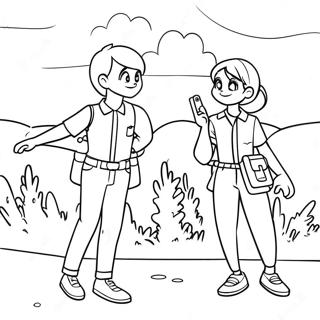 Emma and Ray Adventurous Coloring Page