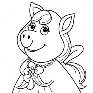Elegant Miss Piggy with a Flower Coloring Page