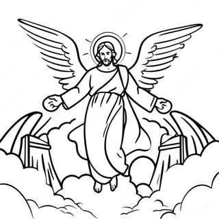 Angelic Resurrection Scene Coloring Page | Resurrection Empty Tomb 塗色頁