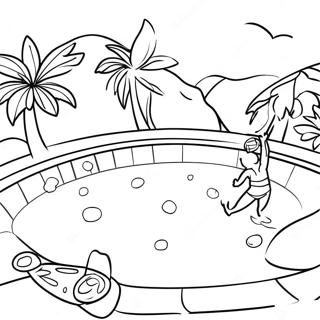 Swimming Pool Fun Coloring Page | Swimming Pool 塗色頁