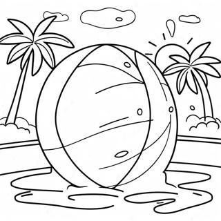 Colorful Beach Ball at the Swimming Pool Coloring Page | Swimming Pool 塗色頁