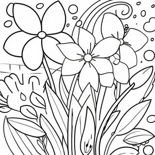 Colorful Wildflower Bouquet Coloring Page | Wildflower 塗色頁