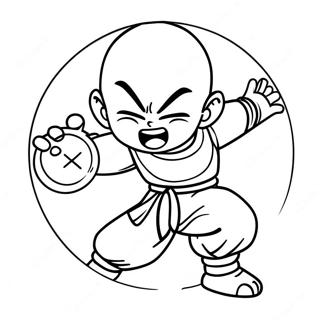 Krillin with Energy Ball Coloring Page | Krillin 塗色頁