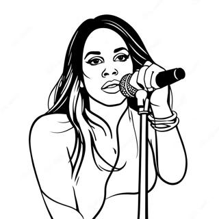 Aaliyah Performing on Stage Coloring Page | Aaliyah 塗色頁