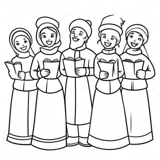 Joyful Christmas Carolers Coloring Page | Christmas Music 塗色頁