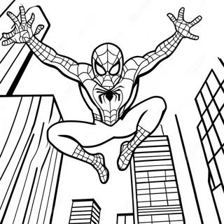 Spider Man Swinging Through the City Coloring Page | Spider Man 塗色頁