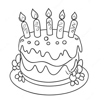 Cheerful Birthday Cake for Grammy Coloring Page | Happy Birthday Grammy 塗色頁