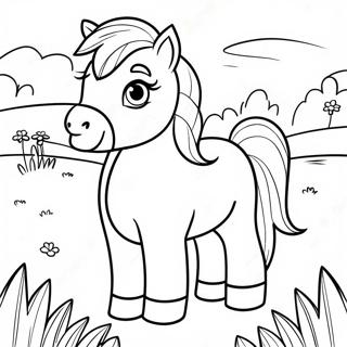 Cute Shetland Pony in a Meadow Coloring Page