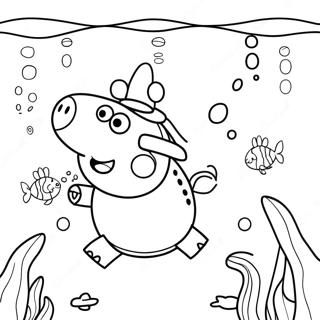 Peppa Pig Underwater Adventure Coloring Page | Peppa Pig Mermaid 塗色頁