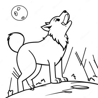 Big Bad Wolf Howling at the Moon Coloring Page | Big Bad Wolf 塗色頁