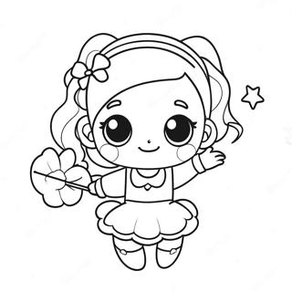 Cute Magical Girl with Sparkling Wand Coloring Page
