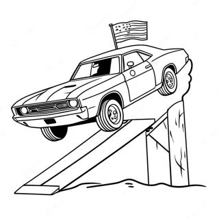 General Lee Jumping Over a Ramp Coloring Page | General Lee 塗色頁