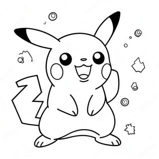 Pikachu Sparkling with Energy Coloring Page | Electric Type Pokemon 塗色頁